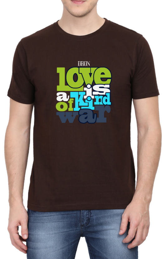 Men's Tshirt - DRON LOVE IS WAR - ABA36 Coffee Brown