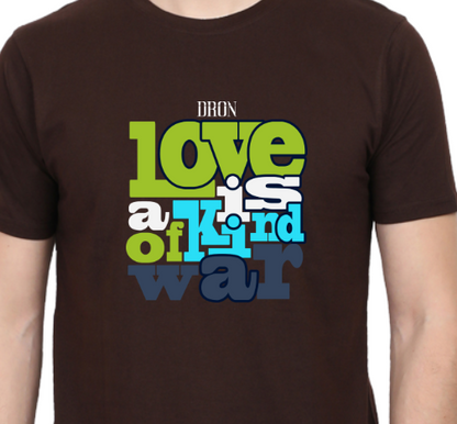 Men's Tshirt - DRON LOVE IS WAR - ABA36 Coffee Brown