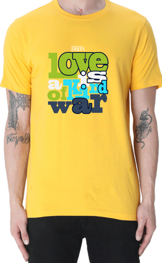 Men's Tshirt - DRON LOVE IS WAR - ABA36 Golden Yellow