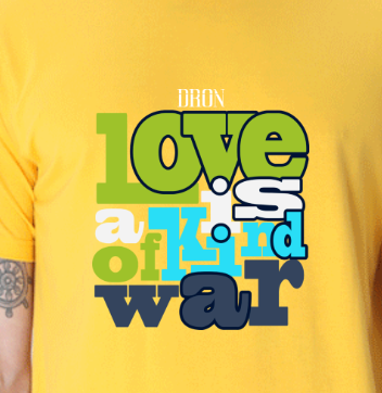 Men's Tshirt - DRON LOVE IS WAR - ABA36 Golden Yellow