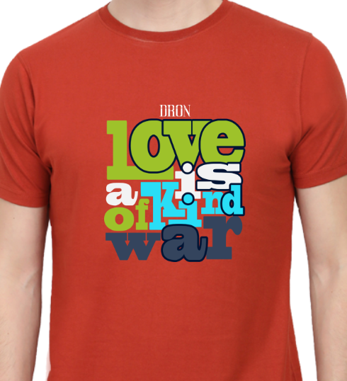 Men's Tshirt - DRON LOVE IS WAR - ABA36 Brick Red