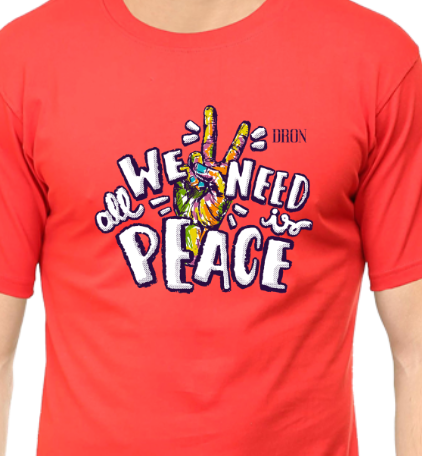 Men's Tshirt - DRON ALL WE NEED IS PEACE - ABA37 Red