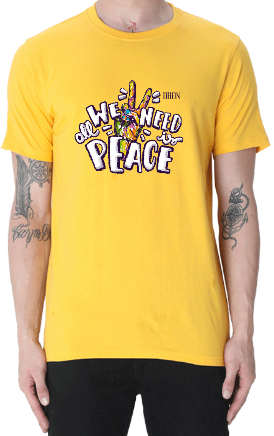 Men's Tshirt - DRON ALL WE NEED IS PEACE - ABA37 Golden Yellow