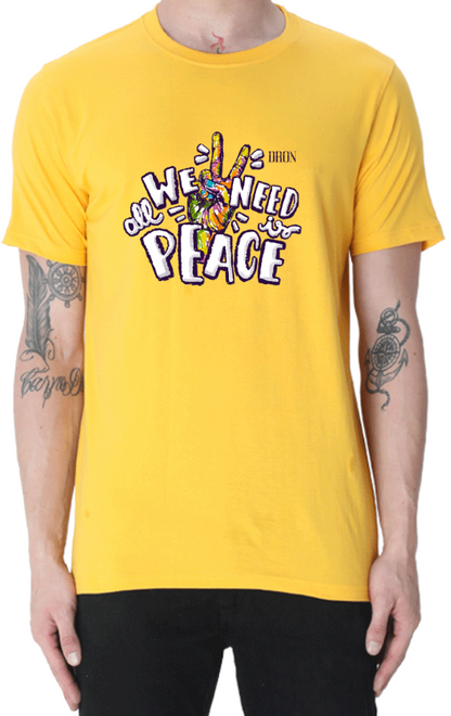 Men's Tshirt - DRON ALL WE NEED IS PEACE - ABA37 Golden Yellow