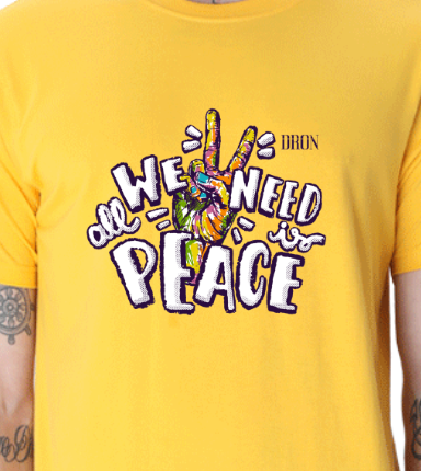 Men's Tshirt - DRON ALL WE NEED IS PEACE - ABA37 Golden Yellow