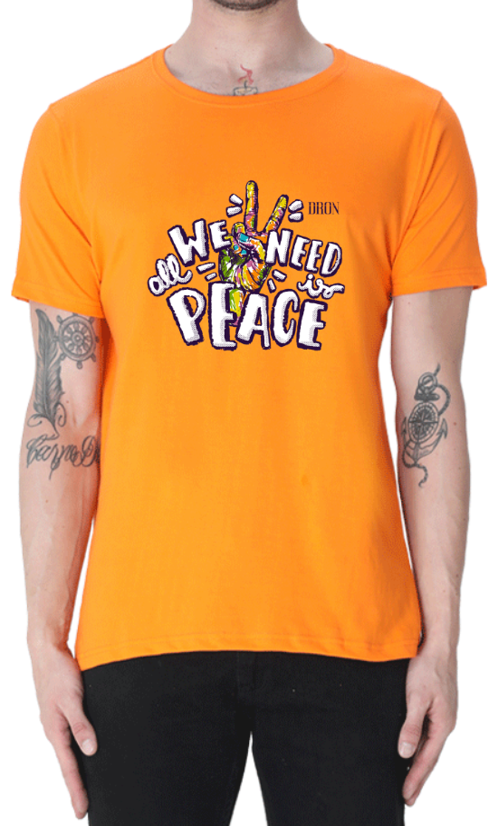 Men's Tshirt - DRON ALL WE NEED IS PEACE - ABA37 Orange