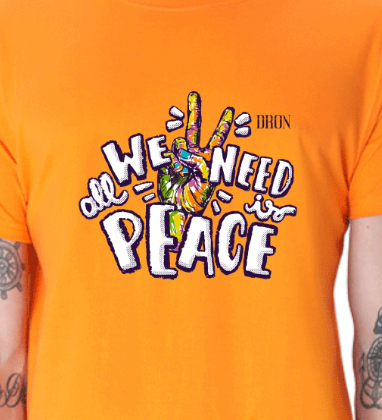 Men's Tshirt - DRON ALL WE NEED IS PEACE - ABA37 Orange