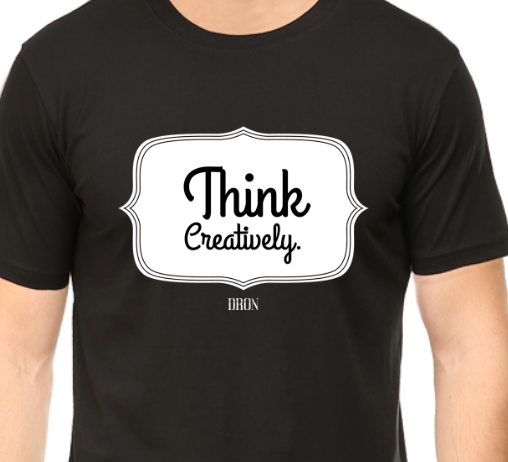 Men's Tshirt - DRON THINK CREATIVELY - ABA49 BLACK