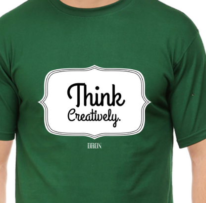 Men's Tshirt - DRON THINK CREATIVELY - ABA49 Bottle Green