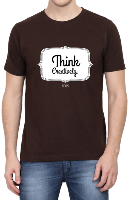 Men's Tshirt - DRON THINK CREATIVELY - ABA49 Coffee Brown