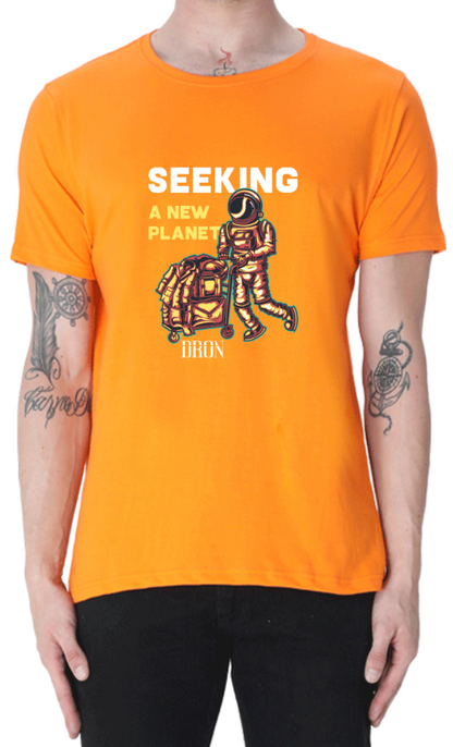 Men's Tshirt - DRON SEEKING A NEW PLANET - ABA54 Orange