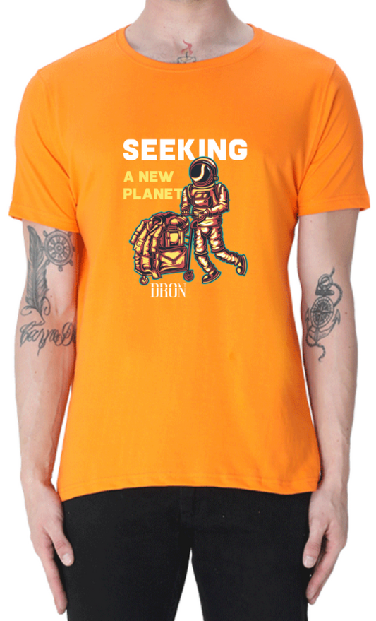 Men's Tshirt - DRON SEEKING A NEW PLANET - ABA54 Orange