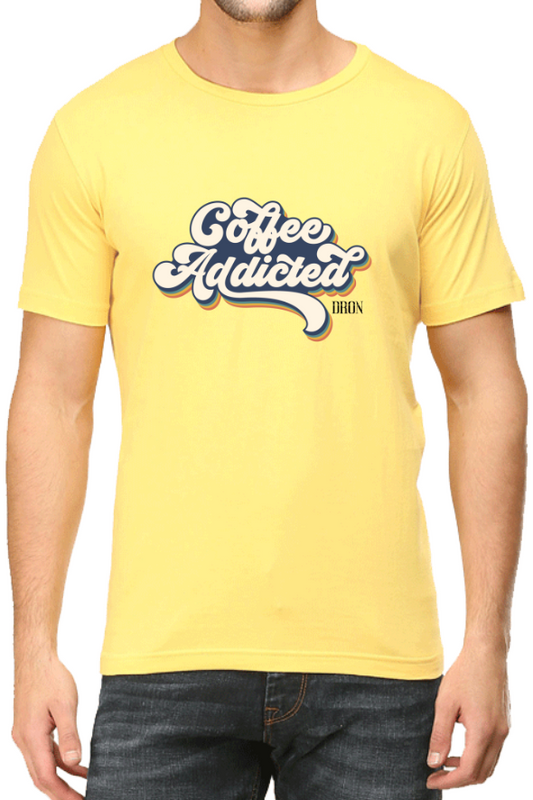 Men's Tshirt - DRON COFFEE ADDICTED - ABA55 Yellow