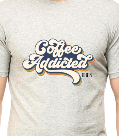 Men's Tshirt - DRON COFFEE ADDICTED - ABA55 Grey Melange