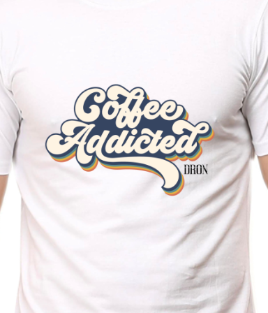 Men's Tshirt - DRON COFFEE ADDICTED - ABA55 White