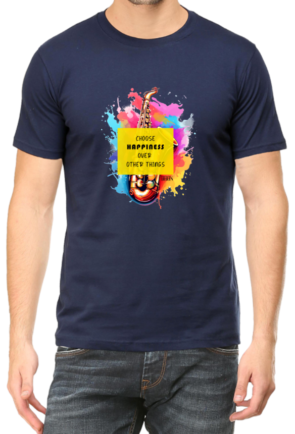 Men's Tshirt - DRON CHOOSE HAPPINESS OVER OTHER THINGS - ABA50 Navy Blue