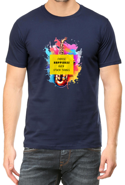 Men's Tshirt - DRON CHOOSE HAPPINESS OVER OTHER THINGS - ABA50 Navy Blue