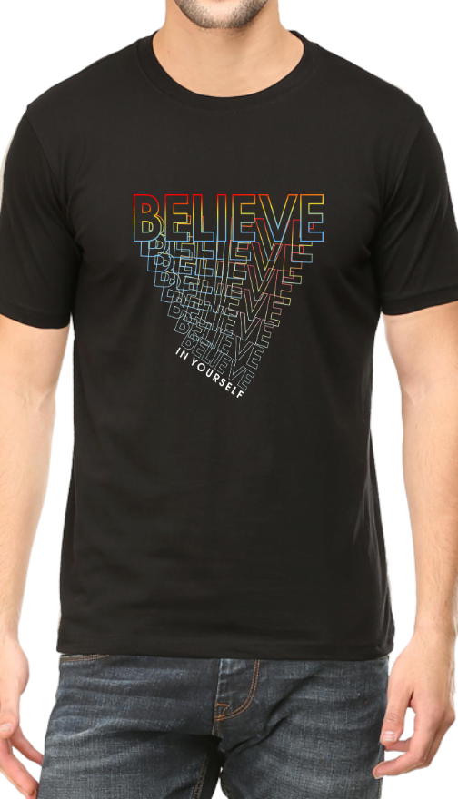 Men's Tshirt - DRON BELIEVE IN YOURSELF- ABA52 Black