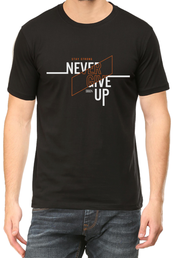 Men's Tshirt - DRON NEVER GIVE UP - ABA59 Black