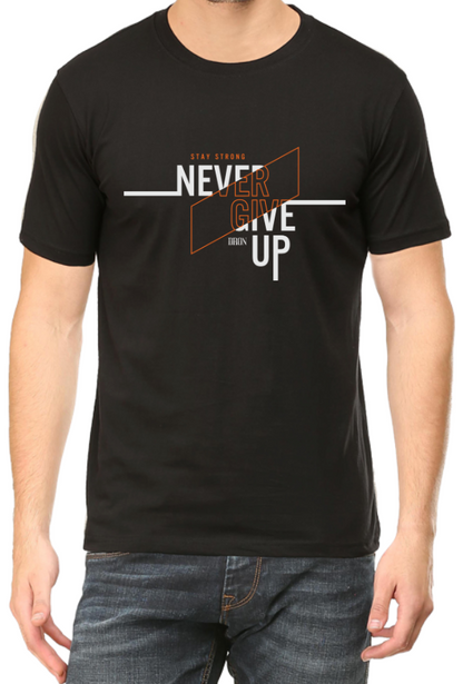 Men's Tshirt - DRON NEVER GIVE UP - ABA59 Black