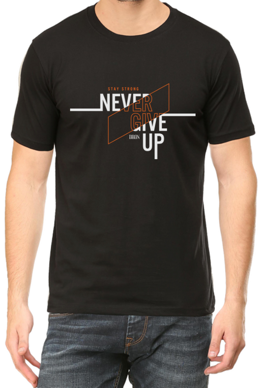 Men's Tshirt - DRON NEVER GIVE UP - ABA59 Black