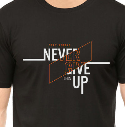 Men's Tshirt - DRON NEVER GIVE UP - ABA59 Black