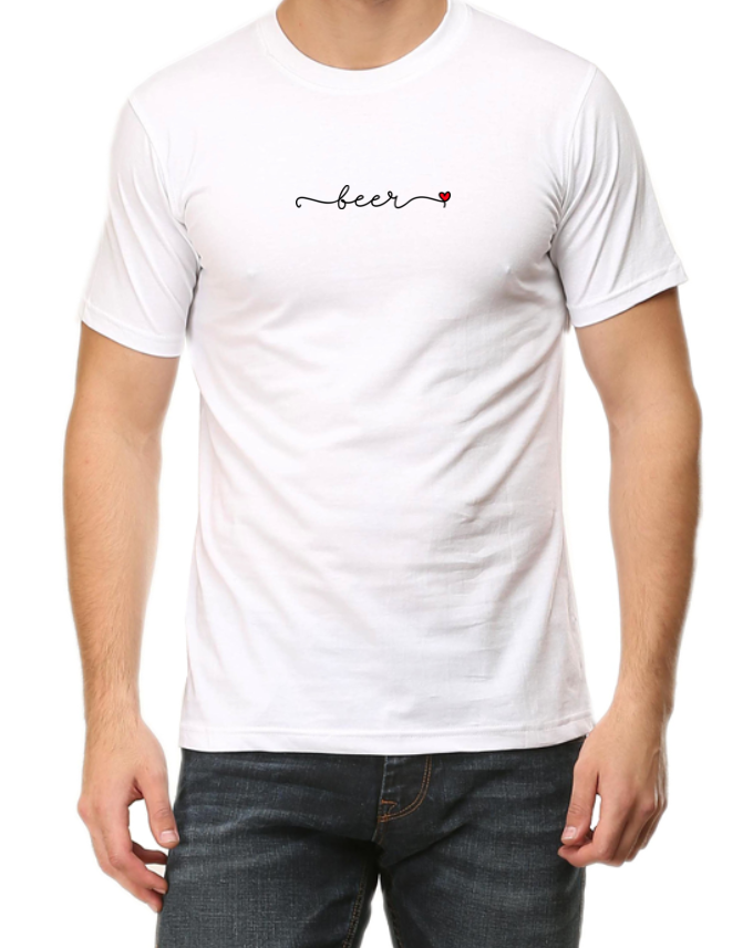 Men's Tshirt - DRON BEER LOVE - ABA63 White