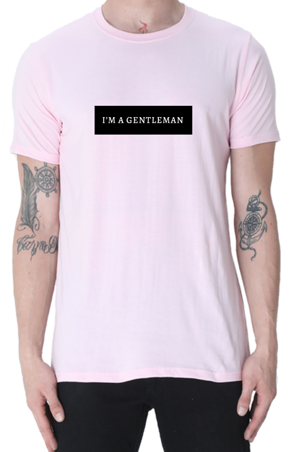 Men's Tshirt - DRON I AM A GENTLEMAN - ABA66 Light Baby Pink