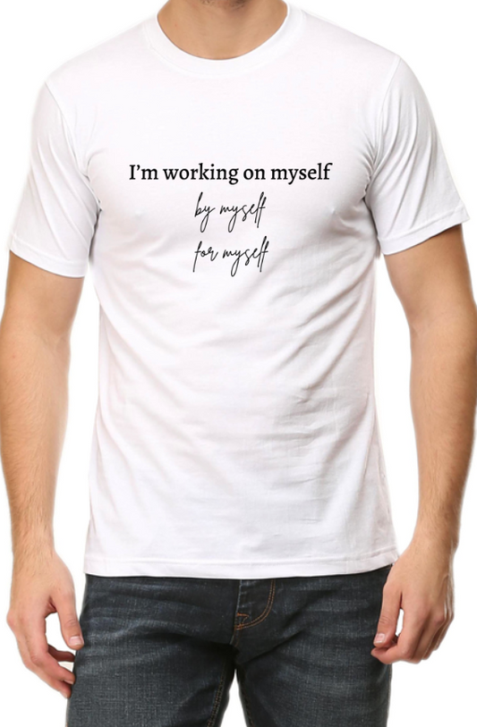 Men's Tshirt - DRON WORKING ON MYSELF - ABA70 White