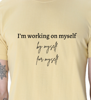 Men's Tshirt - DRON WORKING ON MYSELF - ABA70 Beige