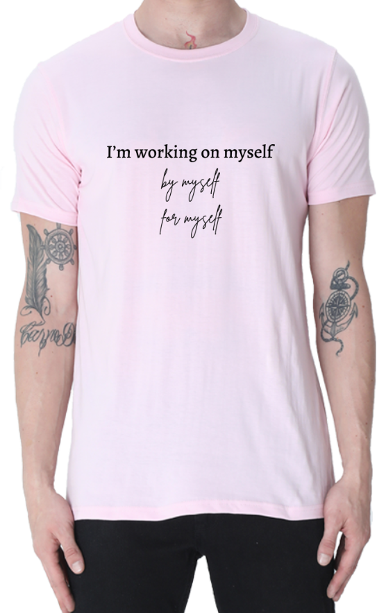 Men's Tshirt - DRON WORKING ON MYSELF - ABA70 Light Baby Pink