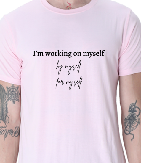 Men's Tshirt - DRON WORKING ON MYSELF - ABA70 Light Baby Pink