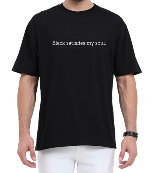 Men's Oversized Tshirt - DRON Black satisfies my soul - OS5 Black