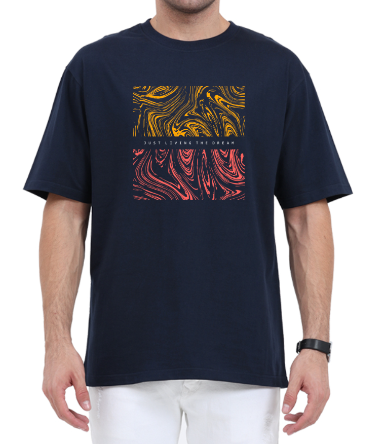 Men's Oversized Tshirt - DRON Living The Dream - OS14 Navy Blue