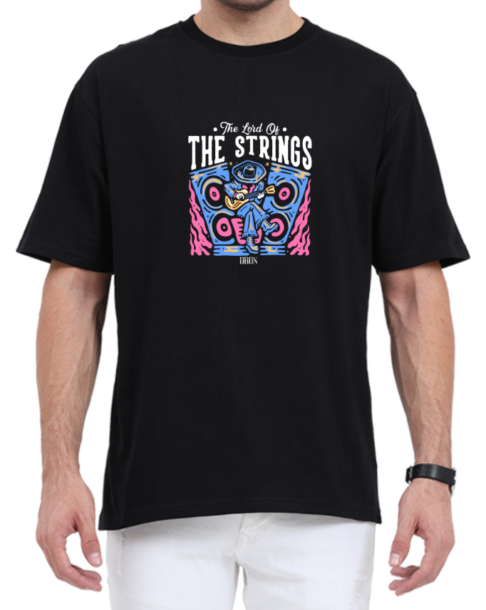 Men's Oversized Tshirt - DRON Strings - OS32 Black