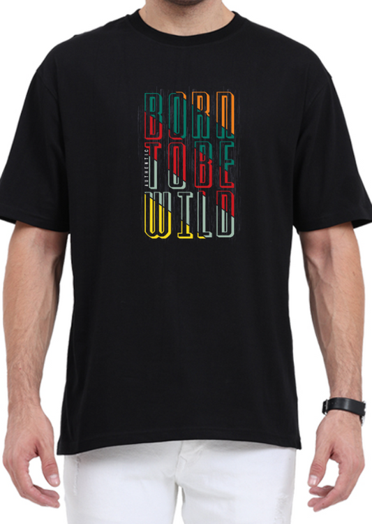 Men's Oversized Tshirt - DRON Born to be wild - OS33 Black