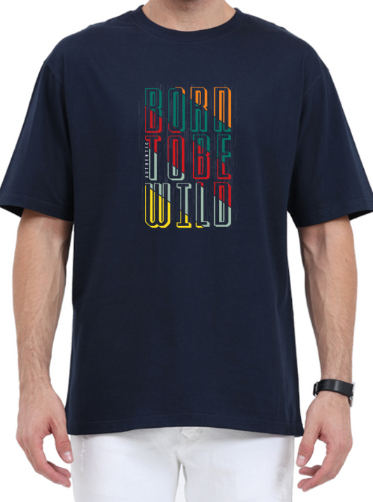 Men's Oversized Tshirt - DRON Born to be wild - OS33 Navy Blue