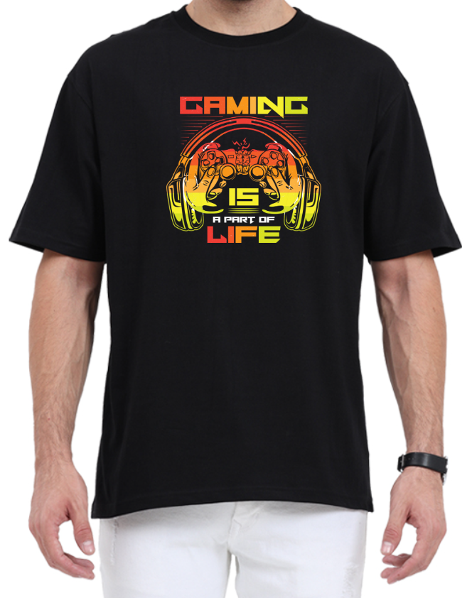 Men's Oversized Tshirt - DRON Game is Life - OS35 Black