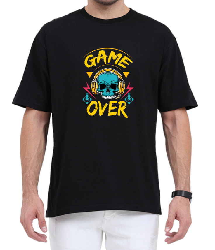 Men's Oversized Tshirt - DRON Game Over - OS37 Black