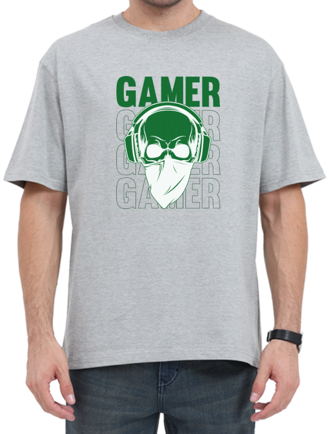 Men's Oversized Tshirt - DRON Gamer - OS38 Grey Melange