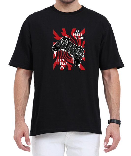 Men's Oversized Tshirt - DRON Lets Play - OS39 Black