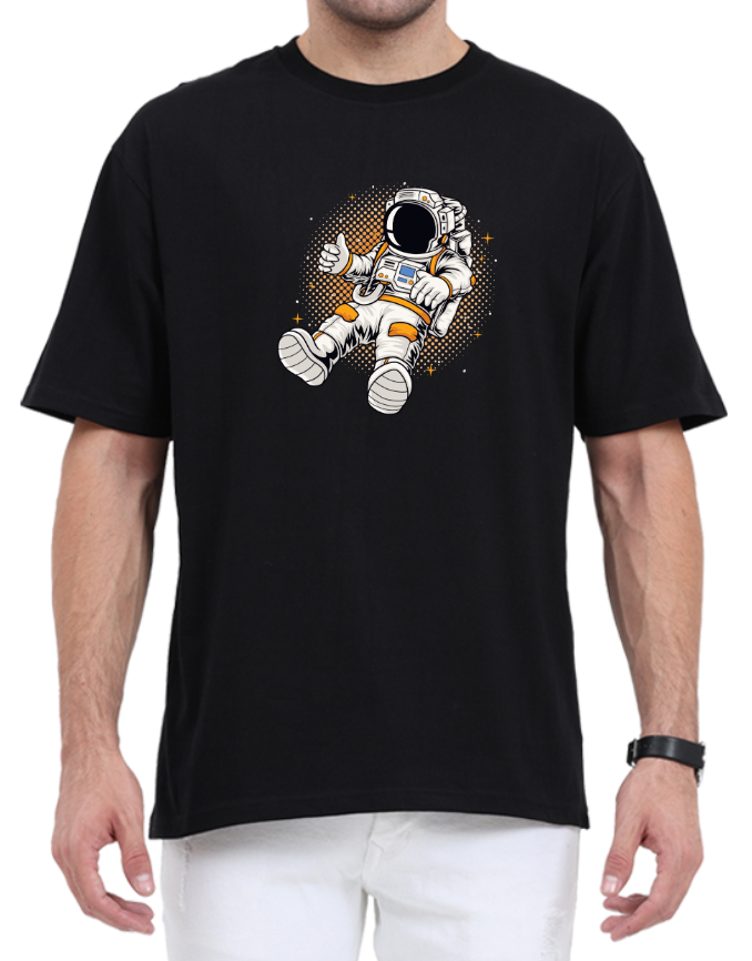 Men's Oversized Tshirt - DRON Astronaut - OS40 Black