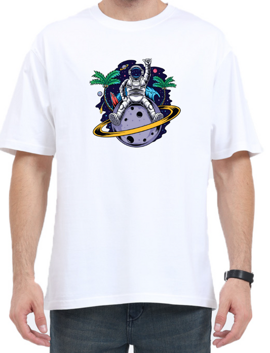 Men's Oversized Tshirt - DRON Astronaut - OS41 White