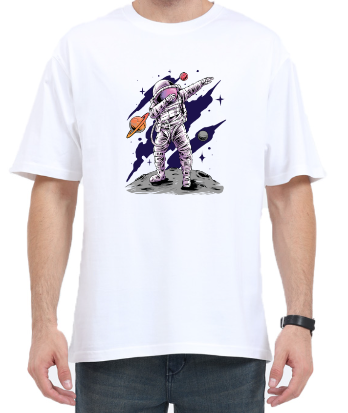 Men's Oversized Tshirt - DRON Astronaut - OS42 White