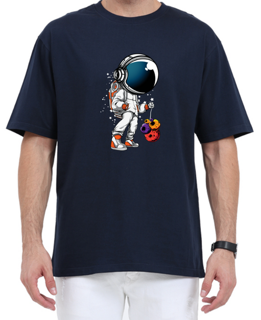 Men's Oversized Tshirt - DRON Astronaut - OS43 Navy Blue