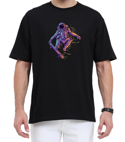 Men's Oversized Tshirt - DRON Astronaut - OS44 Black