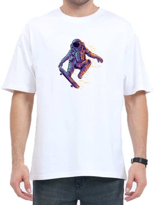 Men's Oversized Tshirt - DRON Astronaut - OS44 White