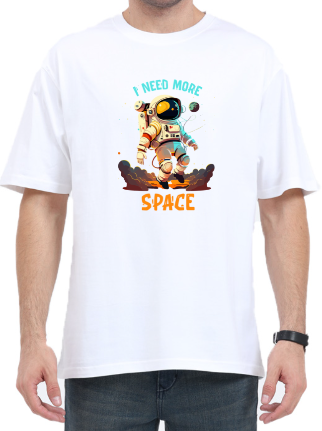 Men's Oversized Tshirt - DRON Astronaut - OS48 White