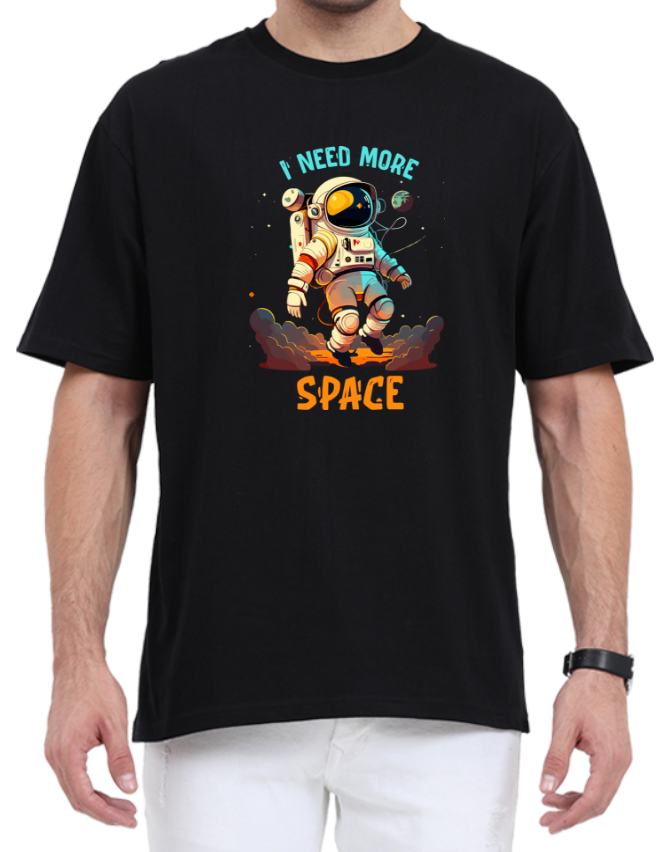 Men's Oversized Tshirt - DRON Astronaut - OS48 Black