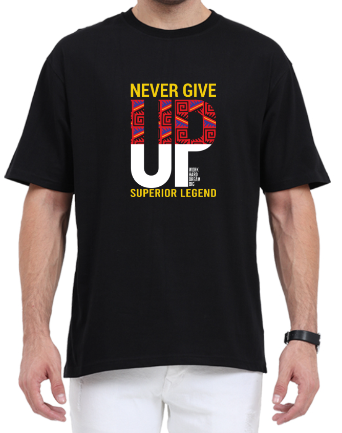 Men's Oversized Tshirt - DRON Never Give up - OS49 Black